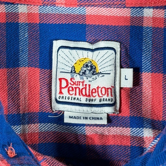 Pendleton Surf Original Surf Brand Plaid Flannel Shirt Men's Large Red Blue - Picture 5 of 12
